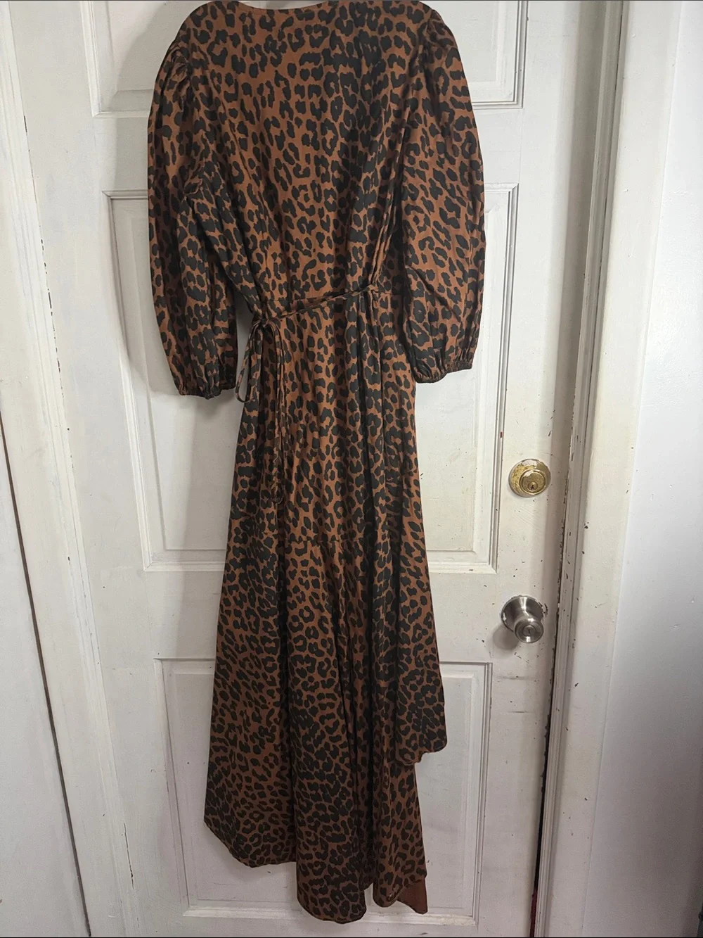NWT INA Brown Leopard Print Wrap Midi Dress- size small